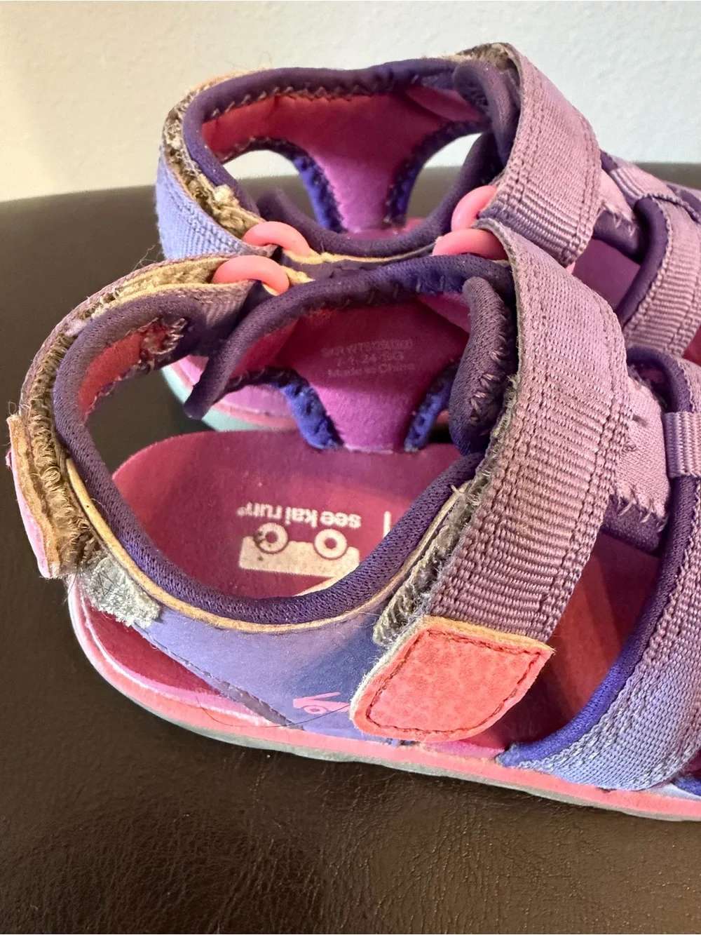 See Kai run water shoes sandals Kids Purple hook and look